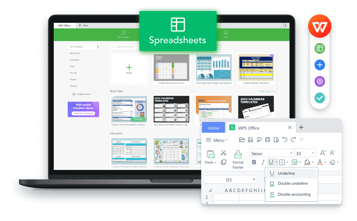 how to Use Microsoft Excel for free in wps office