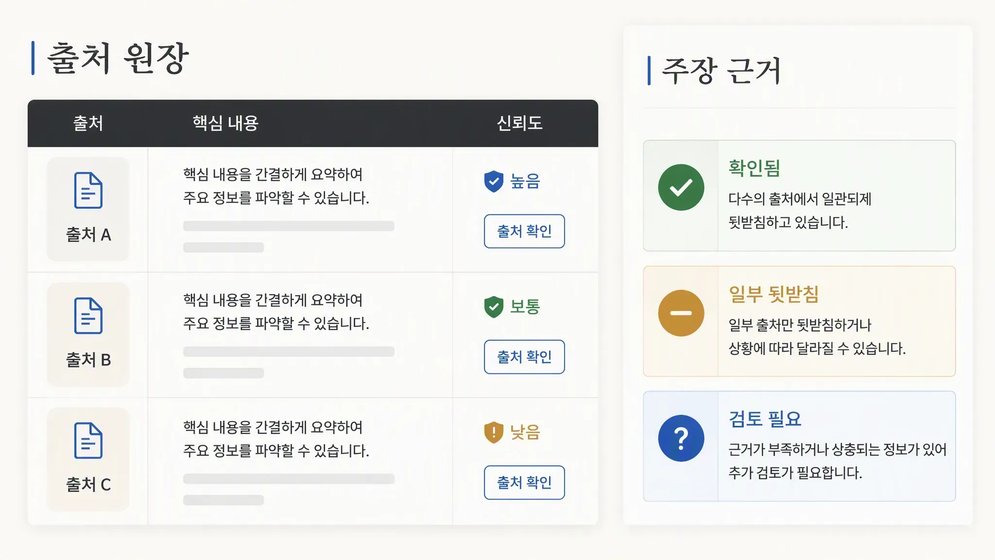 MuseWork 논문 라이터가 출처 신원과 주장 뒷받침 여부를 검증