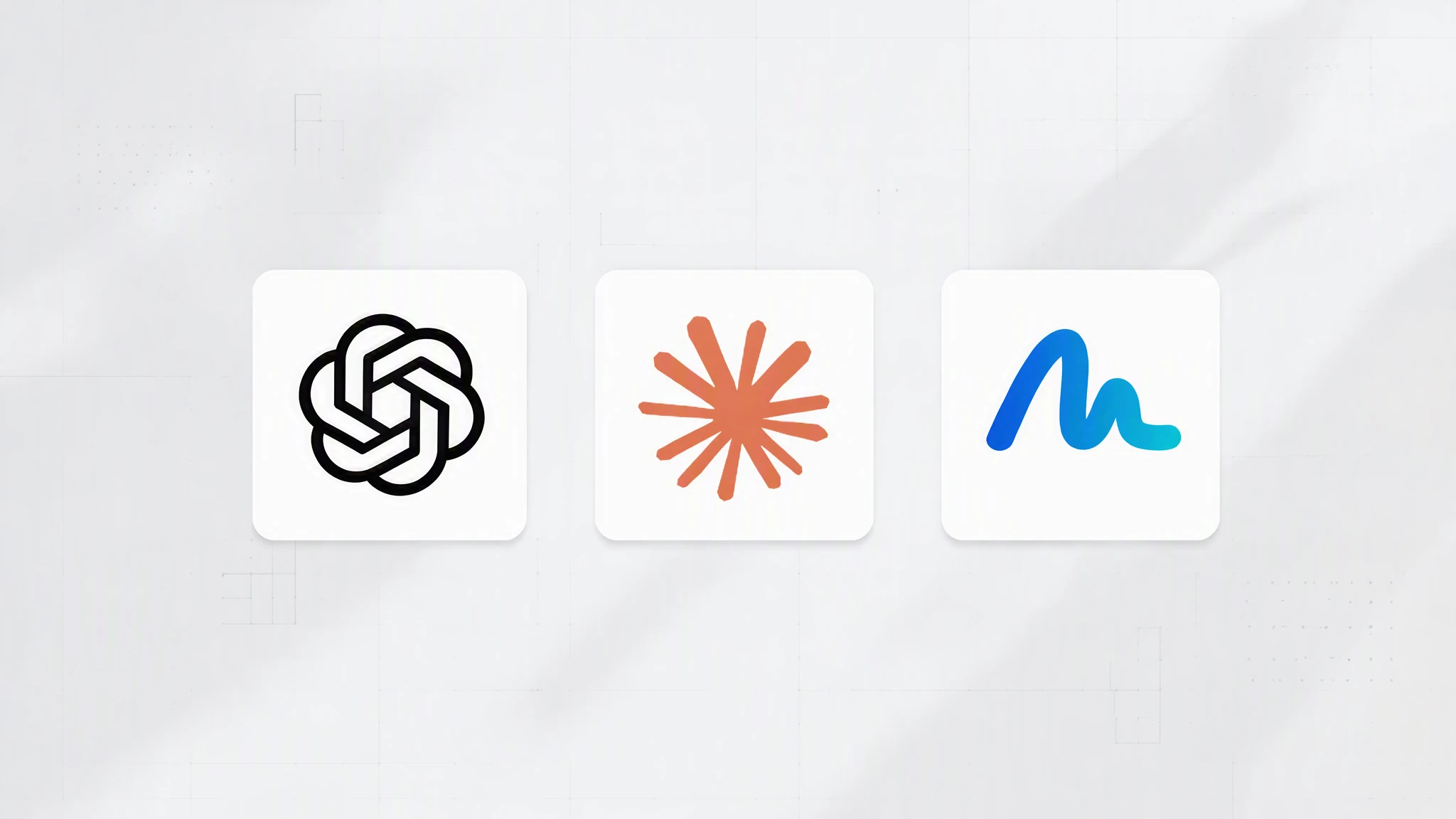 OpenAI, Claude and MuseWork marks in three equally sized square tiles for a model comparison article.