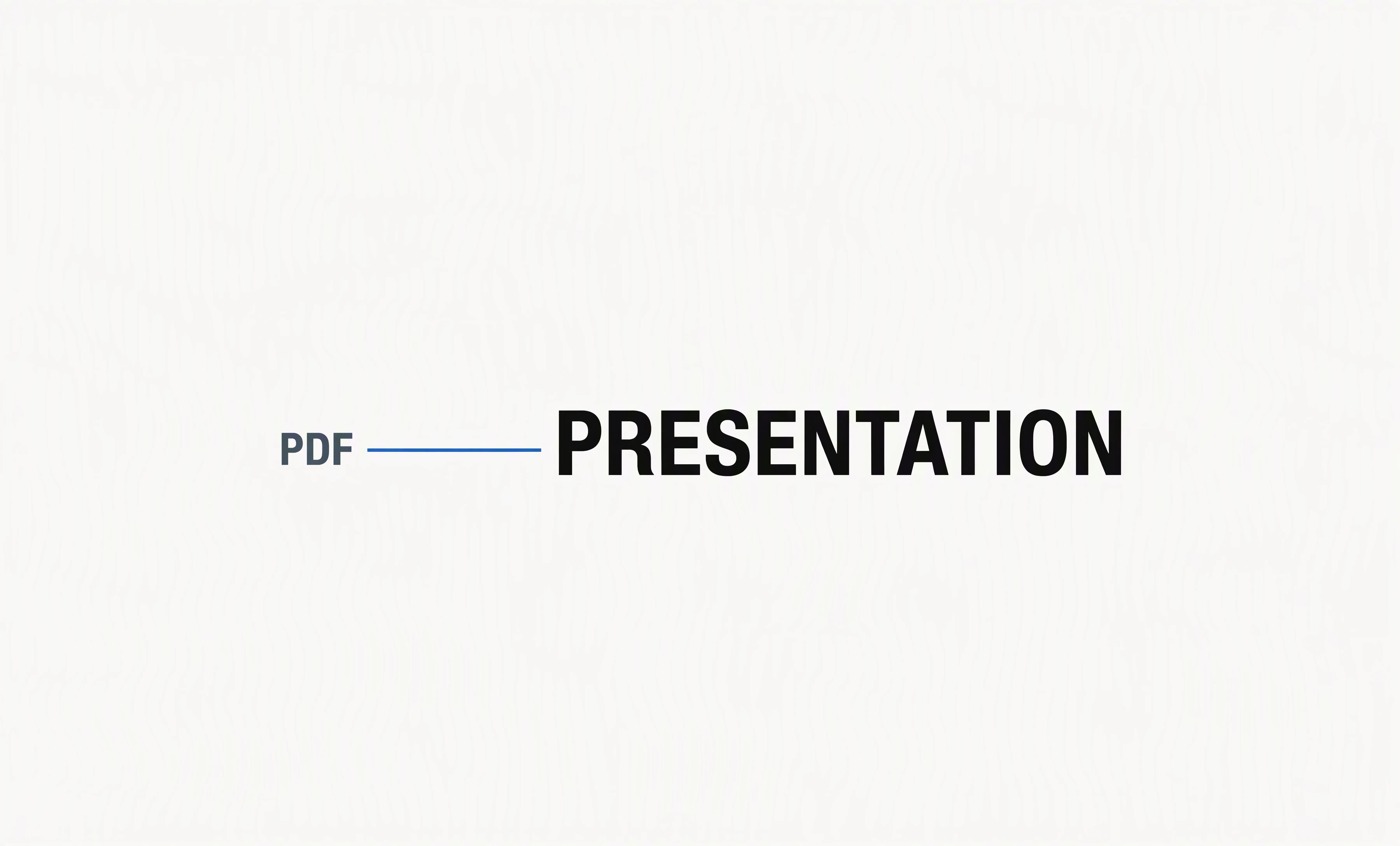 PDFとPRESENTATIONの文字で、報告書をプレゼン用に再構成することを表したシンプルな表紙。