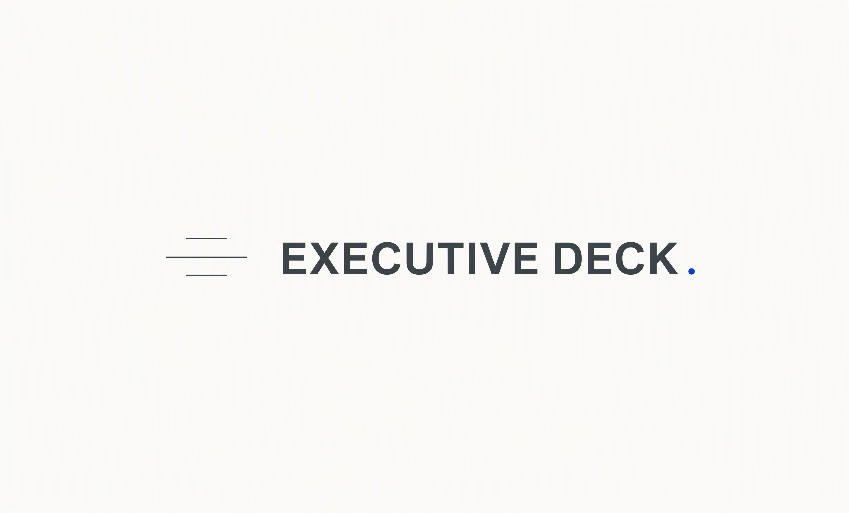 غلاف بسيط بثلاثة خطوط ترمز إلى ملاحظات البحث مع عبارة EXECUTIVE DECK.