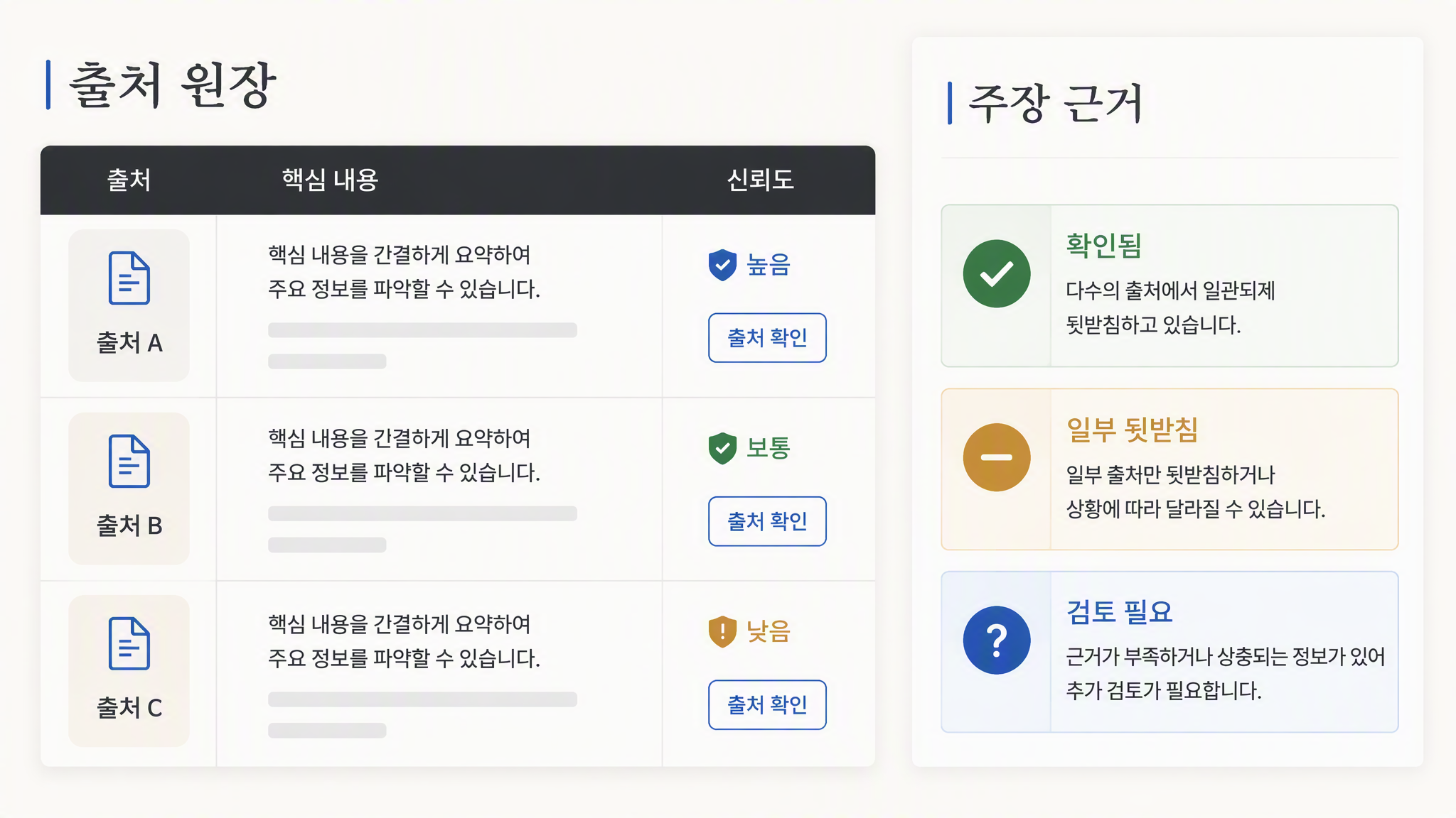 Muse AI 논문 라이터가 출처 신원과 주장 뒷받침 여부를 검증