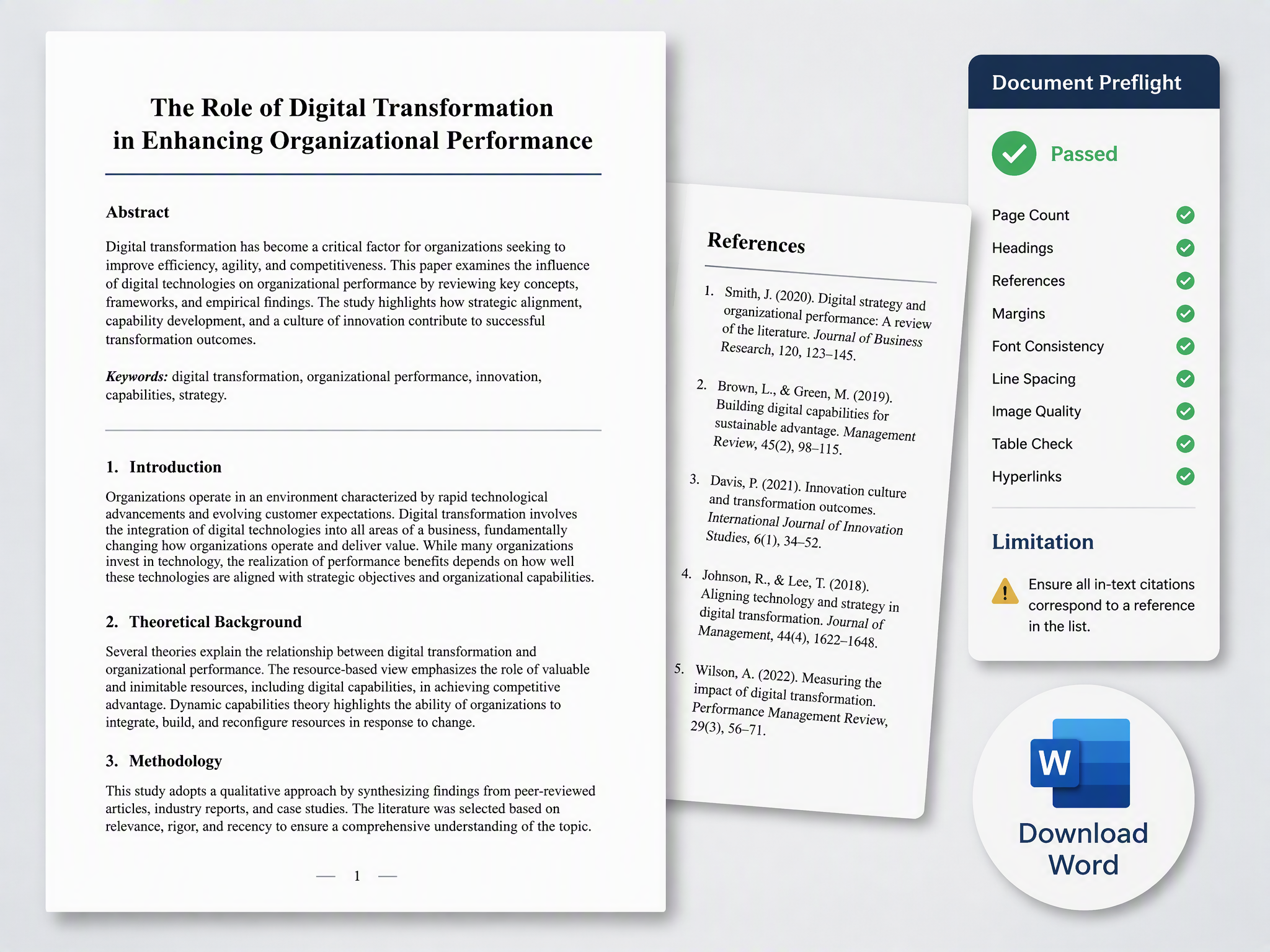 Muse reviewing and delivering a submission-ready academic Word document