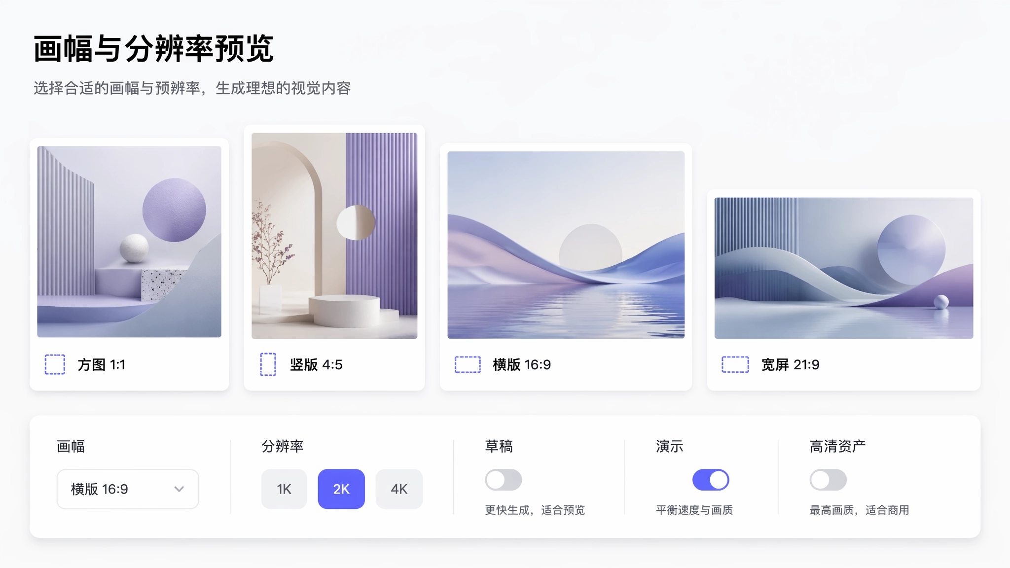 Muse AI 图像生成器为不同视觉输出选择宽高比和分辨率