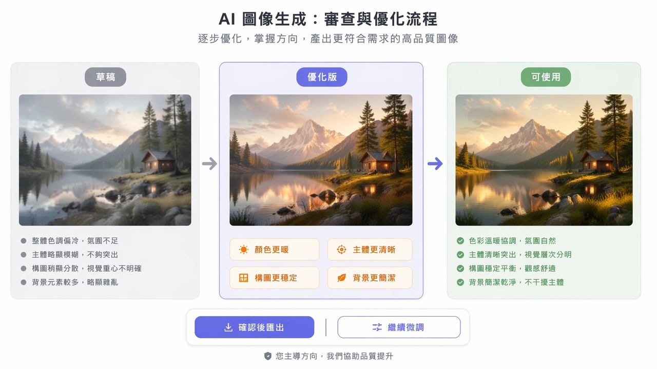 Muse AI 圖像生成器在用戶審查後優化生成的視覺內容