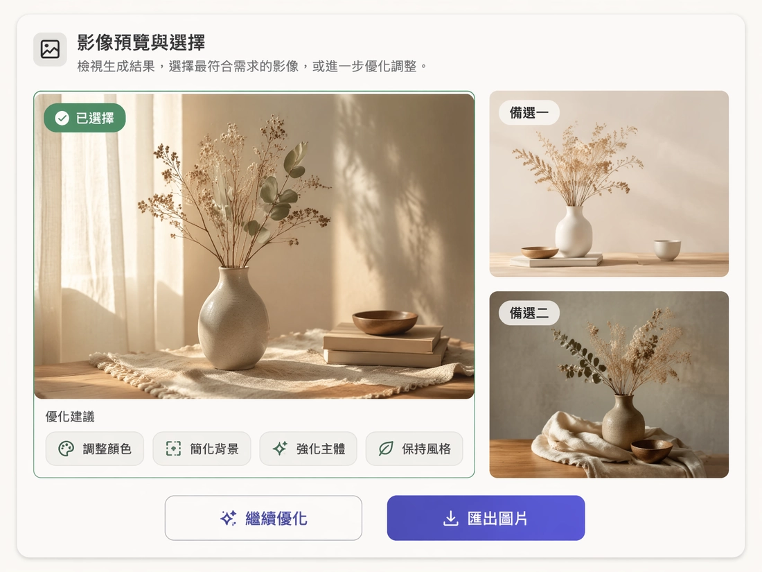 Muse AI 圖像生成器最終下載前的審查和優化流程