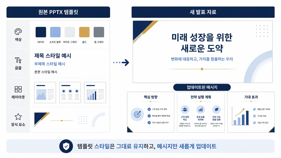 Muse AI 슬라이드가 템플릿을 기반으로 자료 편집