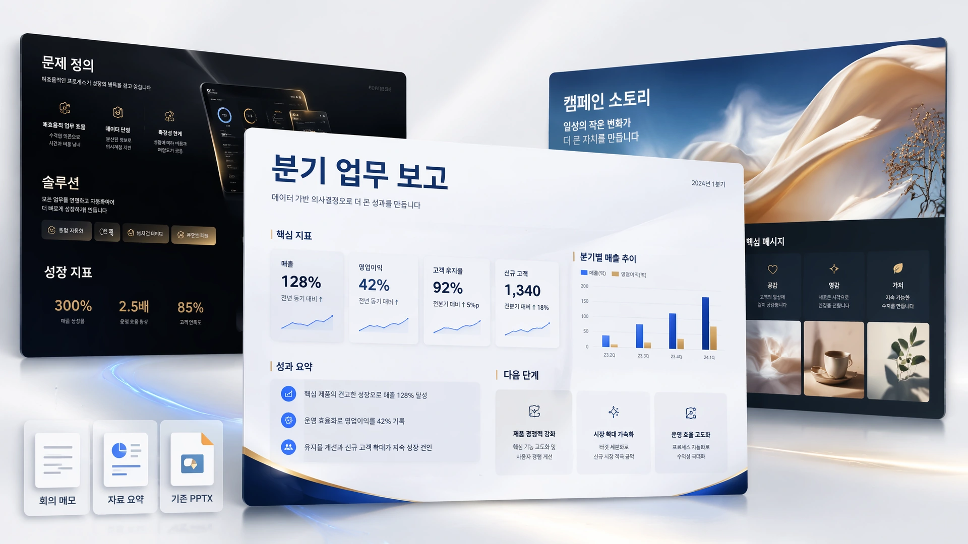 Muse AI 슬라이드로 생성된 프레젠테이션 덱 미리보기