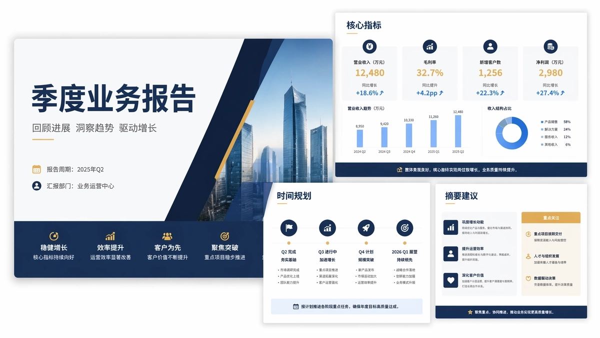 Muse 生成的业务汇报演示文稿