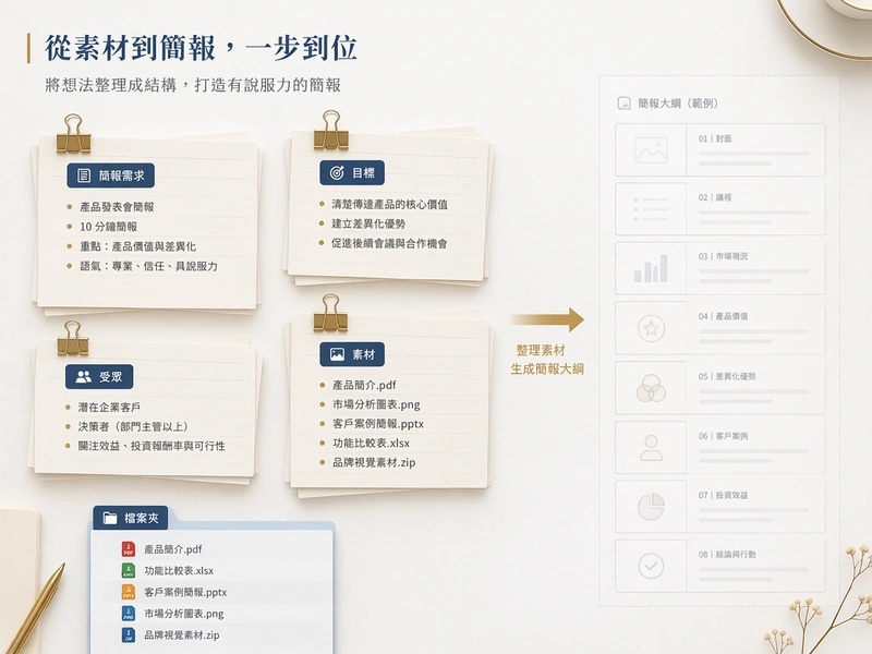 用户在描述 AI 幻燈片演示需求