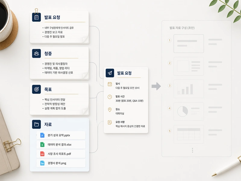 사용자가 AI 슬라이드 제작 요청을 입력하는 화면