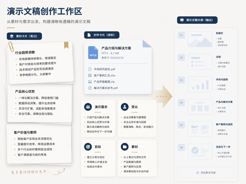 用户在描述 AI 幻灯片演示需求