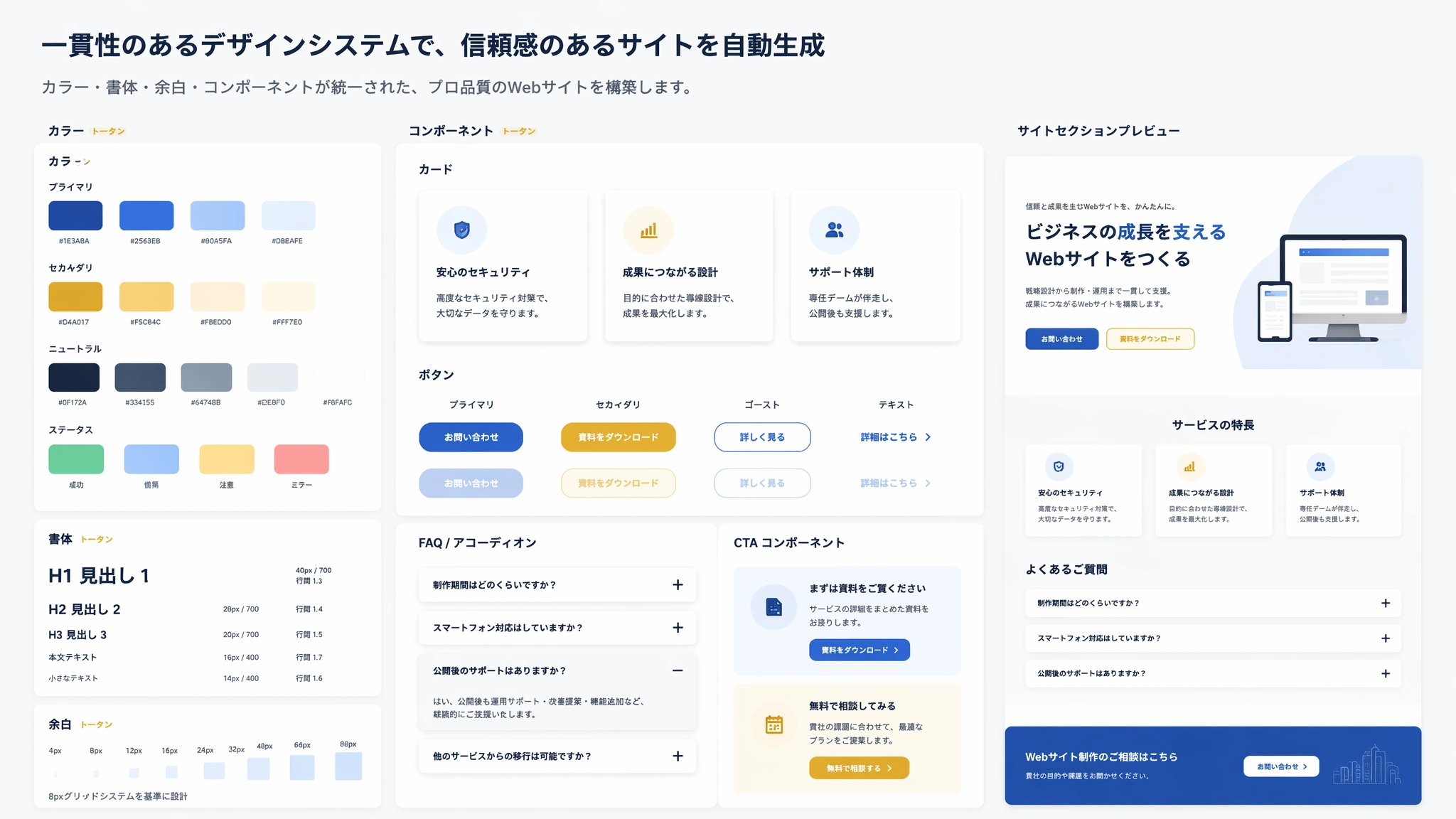 Muse のデザインシステム token とコンポーネント例