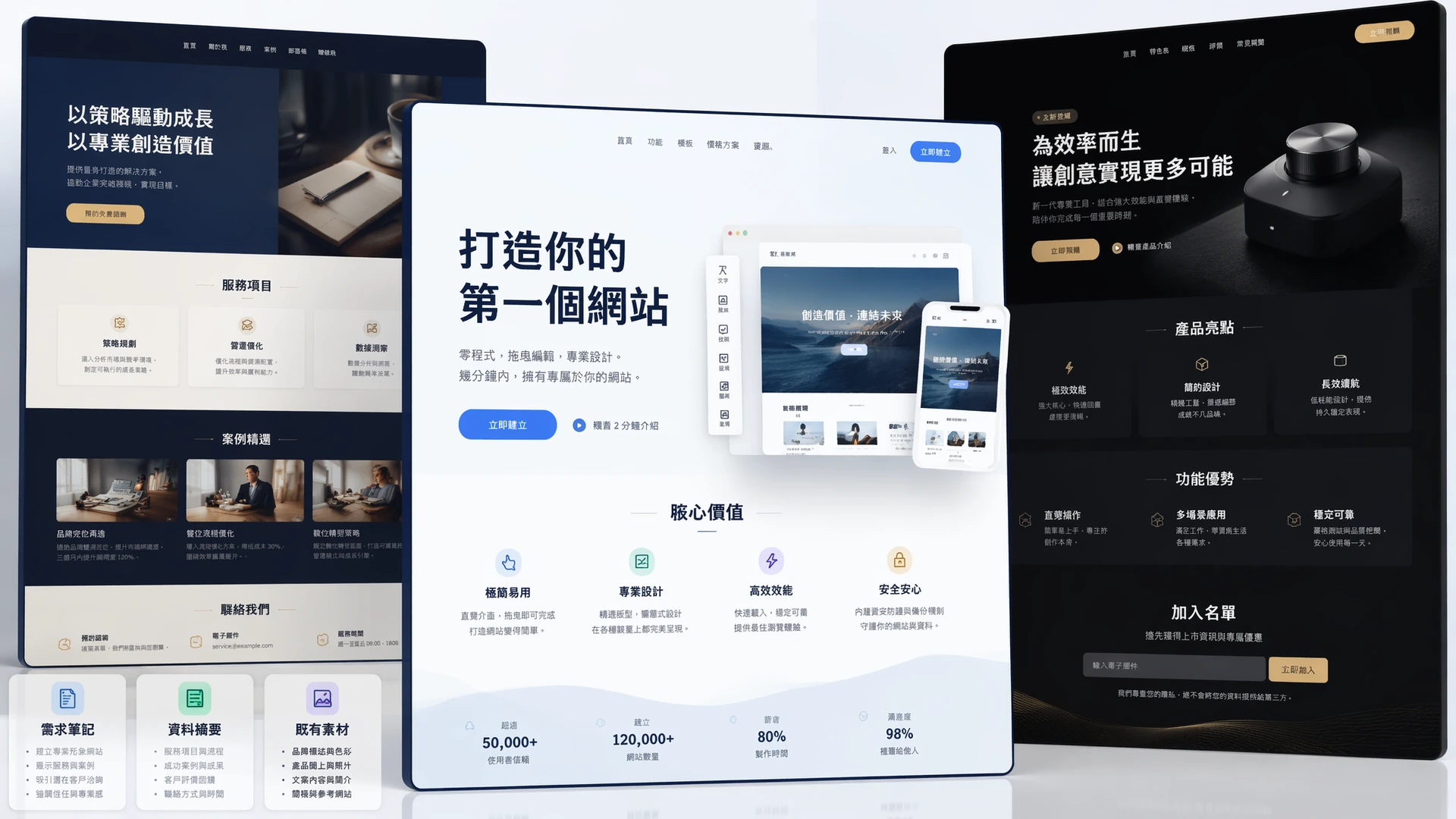 Muse AI 網站生成器展示已生成的落地頁預覽