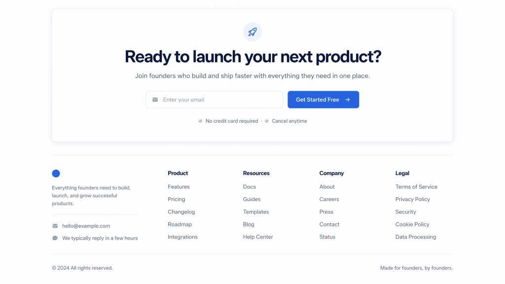 Landing page footer CTA variant