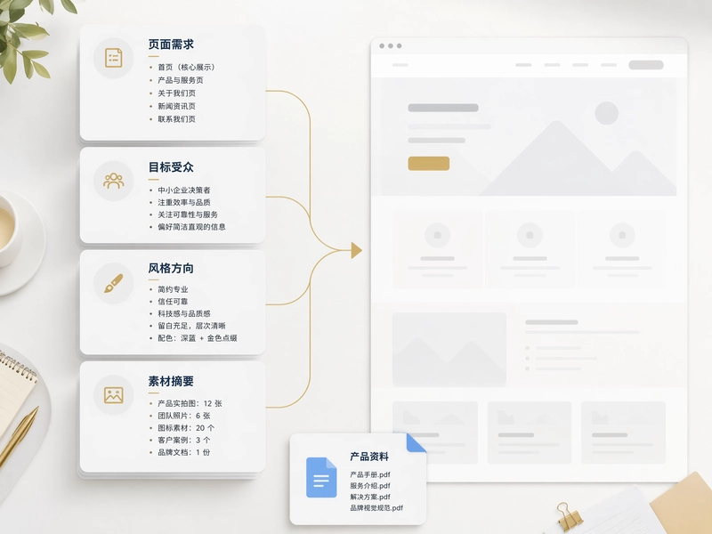 用户在 Muse 中描述建站需求