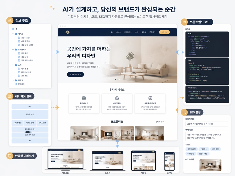 Muse가 웹사이트 설계와 구현을 진행하는 화면