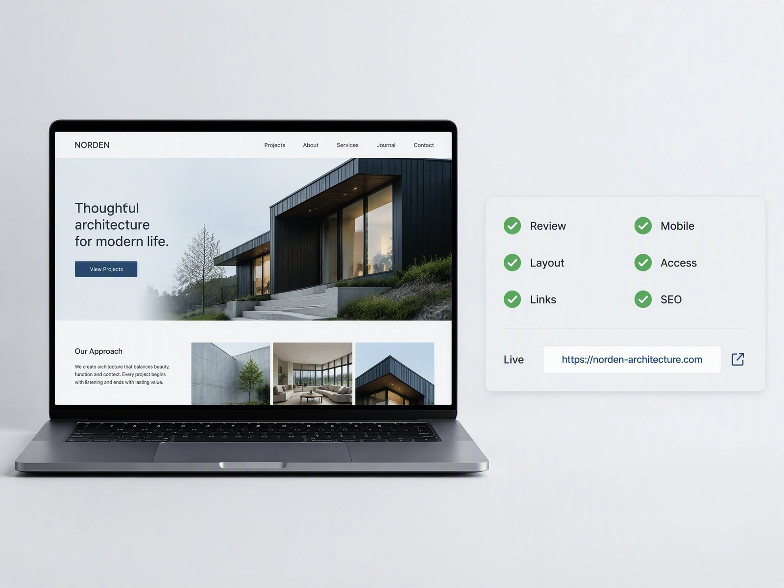 مستخدم يراجع موقعًا أنشأه MuseWork وينشره