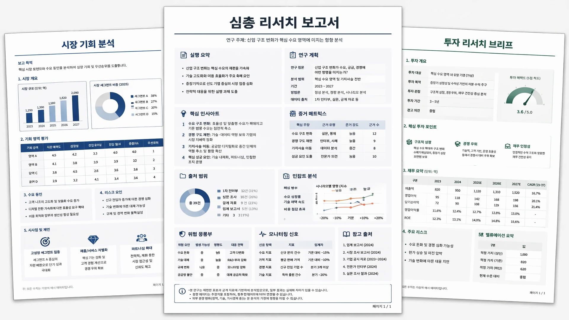 Muse 딥 리서치 구조화 AI 보고서 미리보기