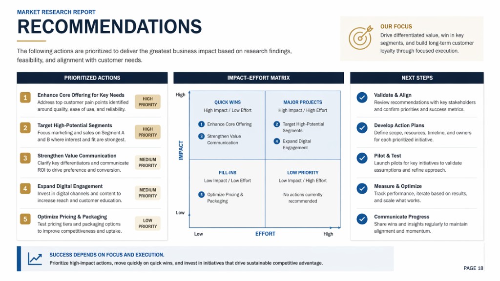 Market research recommendations page