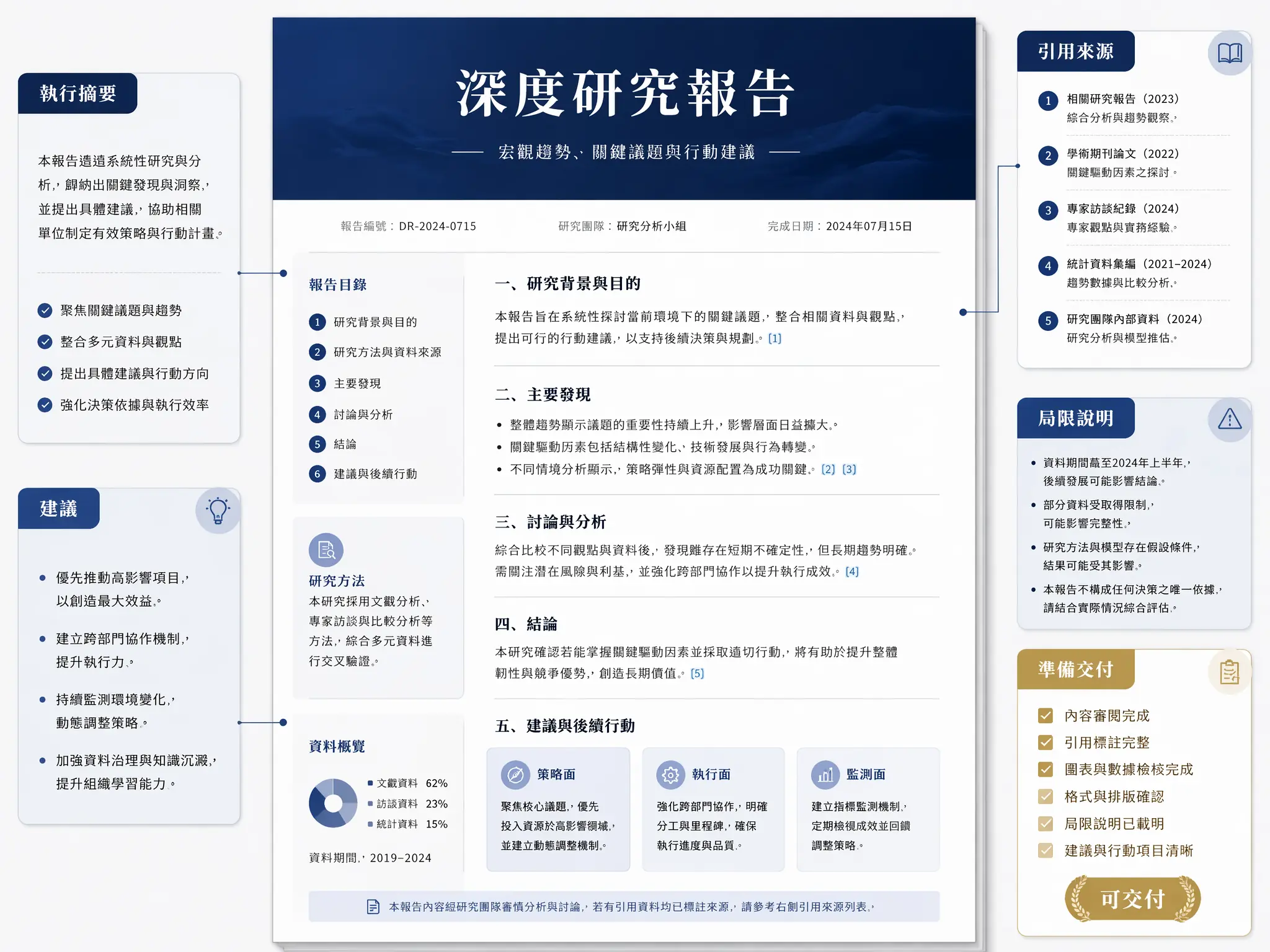 User reviewing and exporting a deep research report