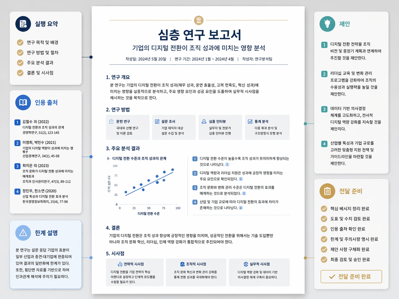 User reviewing and exporting a deep research report